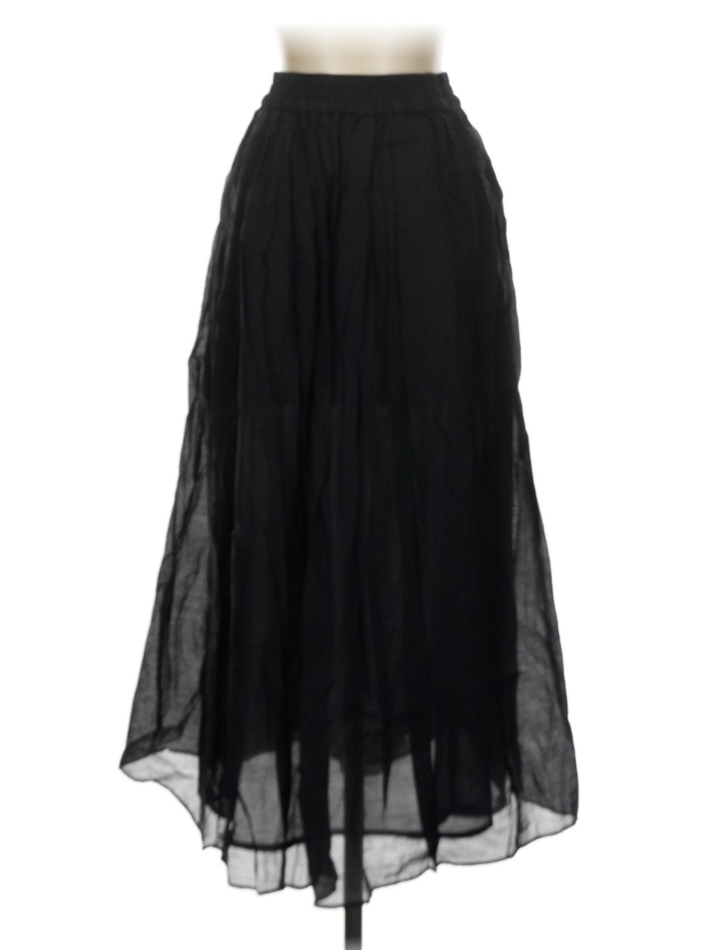 H&M Black Sheer Midi Skirt with Elastic Waist